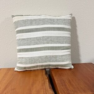 Striped Gray (with green undertones) and White Throw Pillow